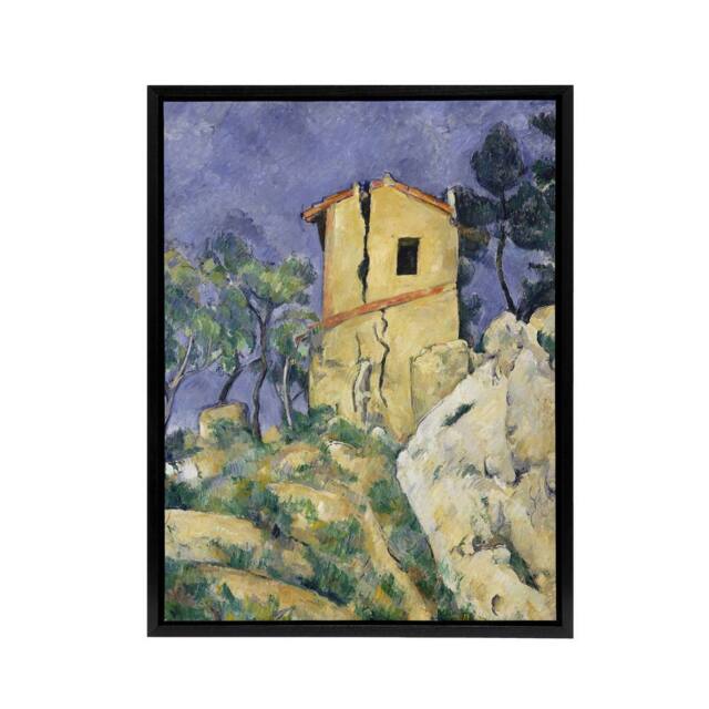 "Artery8 The House with the Cracked Walls Cezanne Framed Canvas Wall Art Print - Size: W12"" x H16""" - image 1