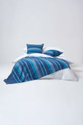 Homescapes Cotton Morocco Striped Curtain Pair in Blue - Size: 167 cm width x 183 cm drop - thumbnail 3