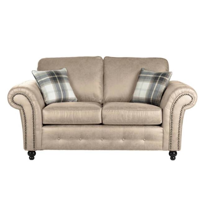 Furniture 786 Oakland Suede Leather 2 Seater Sofa in Stone - image 1