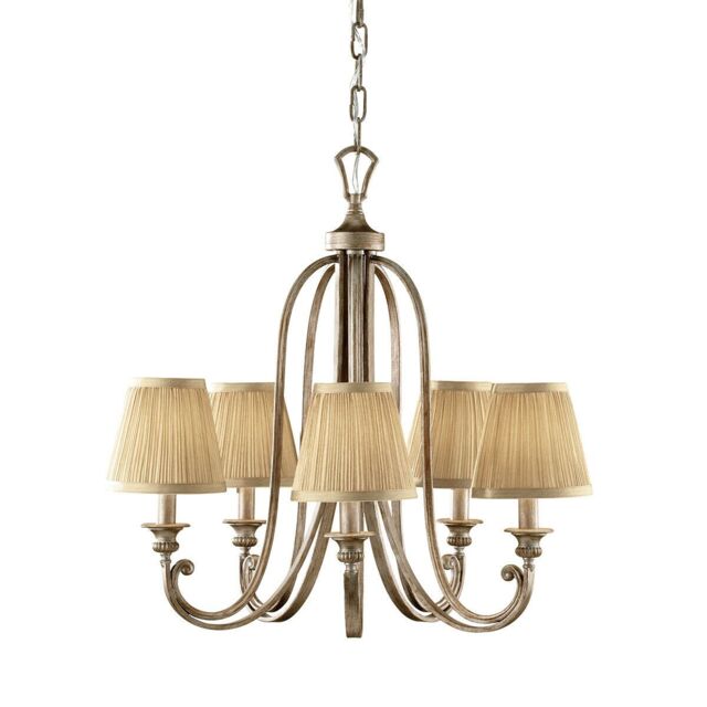 Loops 5 Bulb Chandelier Hanging Pendant LIght Silver Sand LED E14 60W Bulb in Metallics