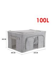 H&O Direct 100L Metal Frame Fabric Storage Box with Windows in Grey - thumbnail 5