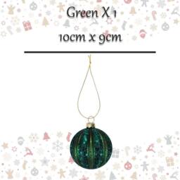 VFM e-Store Christmas Hanging Ball Decoration 10cm x 9cm Green X 1 - Size: 10 cm x 9 cm - thumbnail 2