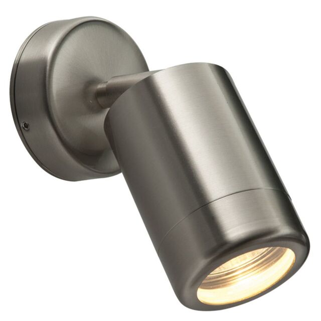 Loops Adjustable Outdoor IP65 Wall Spotlight - 7W LED GU10 - Brushed Stainless Steel in Metallics - image 1