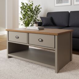 GFW Lancaster 2 Drawer Coffee Table in Grey - thumbnail 2