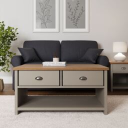 GFW Lancaster 2 Drawer Coffee Table in Grey - thumbnail 1