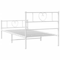 Berkfield Home Metal Bed Frame with Headboard & Footboard White 90x190 cm Single - thumbnail 7