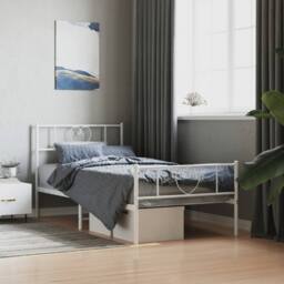 Berkfield Home Metal Bed Frame with Headboard & Footboard White 90x190 cm Single - thumbnail 2