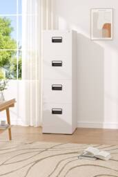 Living and Home 4-Drawer Vertical File Cabinet with Interlock in White - thumbnail 1