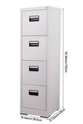 Living and Home 4-Drawer Vertical File Cabinet with Interlock in White - thumbnail 2