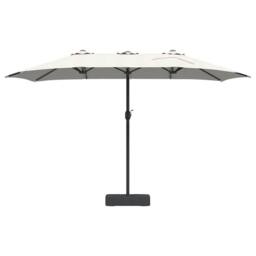 Berkfield Home Modern Garden Parasol Folding Sand 385 x 209 x 244 cm Fabric in Light Sand - thumbnail 4