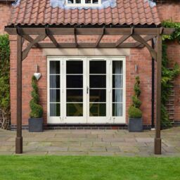 Rutland County Garden Furniture Ltd Wall Mounted Premium Pergola, Wood, L180 x W180 x H270cm, Rustic Brown - thumbnail 4