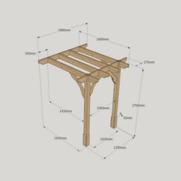 Rutland County Garden Furniture Ltd Wall Mounted Premium Pergola, Wood, L180 x W180 x H270cm, Rustic Brown - thumbnail 6