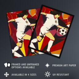 "Artery8 Female Footballer in Motion Artwork Red Powerful Wall Art Print - Size: W12"" x H16""" - thumbnail 2