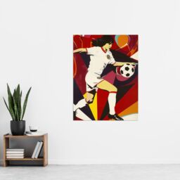 "Artery8 Female Footballer in Motion Artwork Red Powerful Wall Art Print - Size: W12"" x H16""" - thumbnail 4
