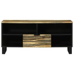 Berkfield Home TV Cabinet - 100 x 33.5 x 46 cm, made from solid mango wood in Brown - Size: 100 x 33.5 x 46 cm - thumbnail 3