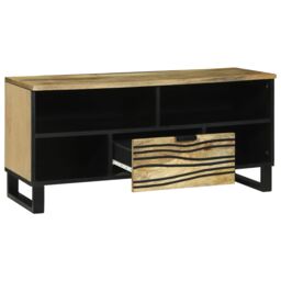 Berkfield Home TV Cabinet - 100 x 33.5 x 46 cm, made from solid mango wood in Brown - Size: 100 x 33.5 x 46 cm - thumbnail 2
