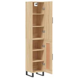 Berkfield Home Highboard Sonoma Oak 34.5x34x180 cm Engineered Wood in Light Tan - thumbnail 4