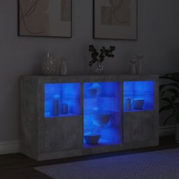 Berkfield Home Sideboard with LED Lights Concrete Grey 123x37x67 cm - Size: 123 x 37 x 67 cm - thumbnail 4