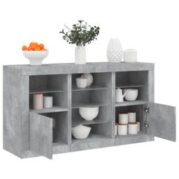 Berkfield Home Sideboard with LED Lights Concrete Grey 123x37x67 cm - Size: 123 x 37 x 67 cm - thumbnail 1