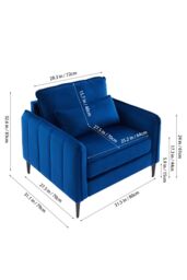 Living and Home Linen Single Sofa Armchair with Pillow in Blue - thumbnail 2
