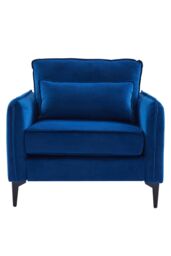 Living and Home Linen Single Sofa Armchair with Pillow in Blue - thumbnail 3