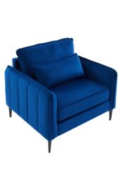 Living and Home Linen Single Sofa Armchair with Pillow in Blue - thumbnail 4