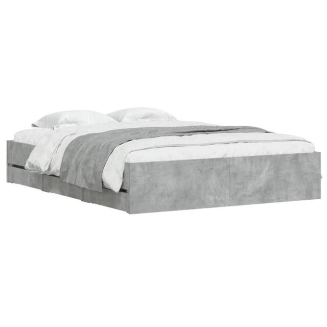 Berkfield Home Modern Bed Frame with Drawers without Mattress Concrete Grey 140x - image 1