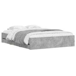 Berkfield Home Modern Bed Frame with Drawers without Mattress Concrete Grey 140x - thumbnail 1