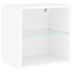 Berkfield Home Decorative Bedside Cabinet with LED Lights Wall-mounted White - thumbnail 6