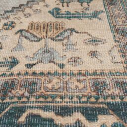 Kukoon Teal Blue Distressed Bordered Medallion Non Slip Washable Low Pile Rug - Size: 200 cm x 290 cm - thumbnail 4