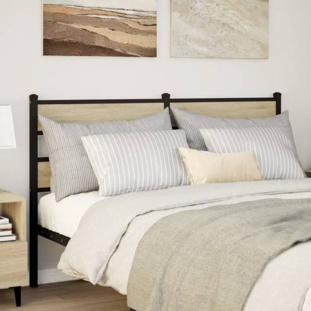 Berkfield Home Headboard Sonoma Oak 140 cm Iron & Engineered Wood in Brown - image 1