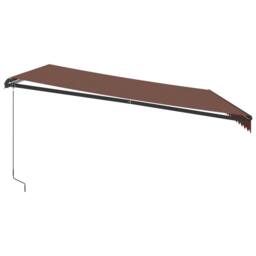 Berkfield Home Manual Retractable Awning with LEDs Brown 450x350 cm - thumbnail 5