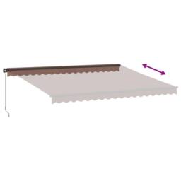 Berkfield Home Manual Retractable Awning with LEDs Brown 450x350 cm - thumbnail 6