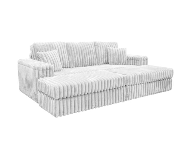 LUXURY LIFE Giovanni 3 Seater Cinema Fabric Chunky Cord Sofa with Footstool in Ivory - image 1