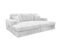 LUXURY LIFE Giovanni 3 Seater Cinema Fabric Chunky Cord Sofa with Footstool in Ivory - thumbnail 1