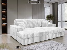 LUXURY LIFE Giovanni 3 Seater Cinema Fabric Chunky Cord Sofa with Footstool in Ivory - thumbnail 5