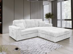 LUXURY LIFE Giovanni 3 Seater Cinema Fabric Chunky Cord Sofa with Footstool in Ivory - thumbnail 4
