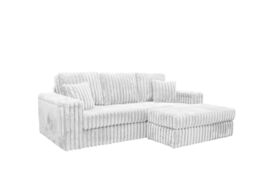 LUXURY LIFE Giovanni 3 Seater Cinema Fabric Chunky Cord Sofa with Footstool in Ivory - thumbnail 2