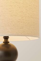 ValueLights Anthony Candlestick Table Lamp with Linen Drum Lamp Shade & Bulb in Cream - thumbnail 4