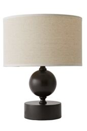 ValueLights Anthony Candlestick Table Lamp with Linen Drum Lamp Shade & Bulb in Cream - thumbnail 6