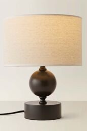 ValueLights Anthony Candlestick Table Lamp with Linen Drum Lamp Shade & Bulb in Cream - thumbnail 3