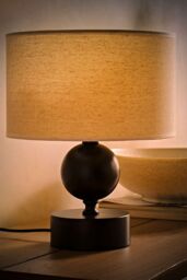 ValueLights Anthony Candlestick Table Lamp with Linen Drum Lamp Shade & Bulb in Cream - thumbnail 2