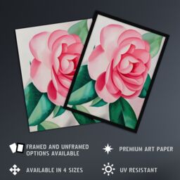 "Artery8 Camelia Winter Rose Flower Watercolour Painting Wall Art Print in Pink - Size: W18"" x H24""" - thumbnail 2