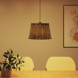 Berkfield Home Ceiling Lamp Shade Brown √ò40x26 cm Wicker - Size: 40x26 cm - thumbnail 3