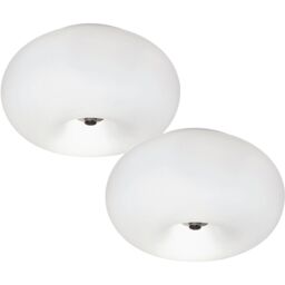 Loops 2 PACK Wall Flush Ceiling Light Satin Nickel Shade White Glass Opal Matt 2x E27 in Metallics - thumbnail 1