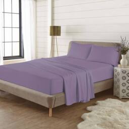 Homes-Linen Plain Thermal Flannelette Flat Sheet 100% Brushed Cotton Bedding in Lilac - Size: King - thumbnail 1