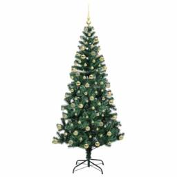 Berkfield Home Artificial Pre-lit Christmas Tree Green 180 cm PVC & Metal - thumbnail 4