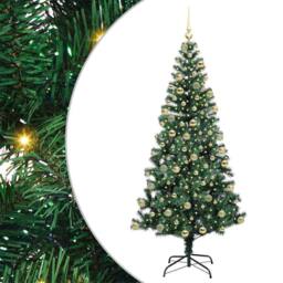 Berkfield Home Artificial Pre-lit Christmas Tree Green 180 cm PVC & Metal - thumbnail 2
