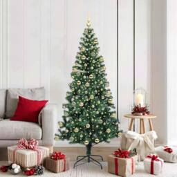 Berkfield Home Artificial Pre-lit Christmas Tree Green 180 cm PVC & Metal