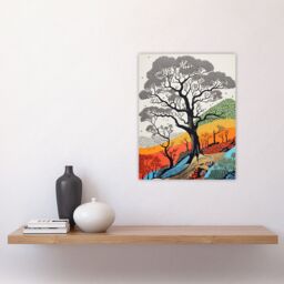 "Artery8 Wall Art Print Gond Style Yosemite Forest Trees Colourful Painting Poster - Size: W18"" x H24""" - thumbnail 4